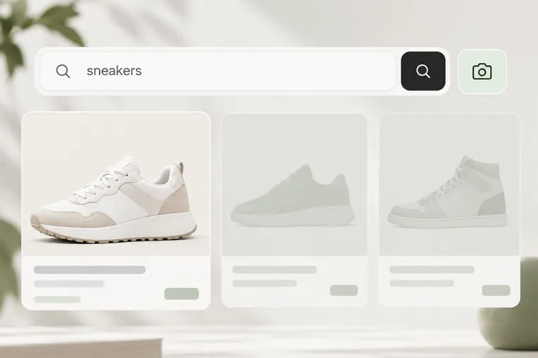 A search for sneakers on SteeDelivery, with matching products below it.
